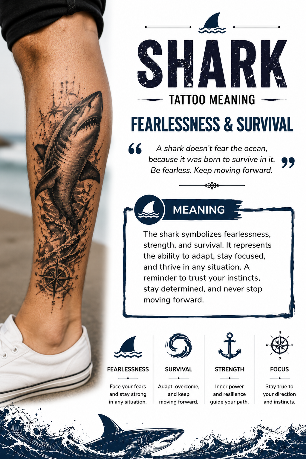 Shark Tattoo Meaning: Fearlessness and Survival